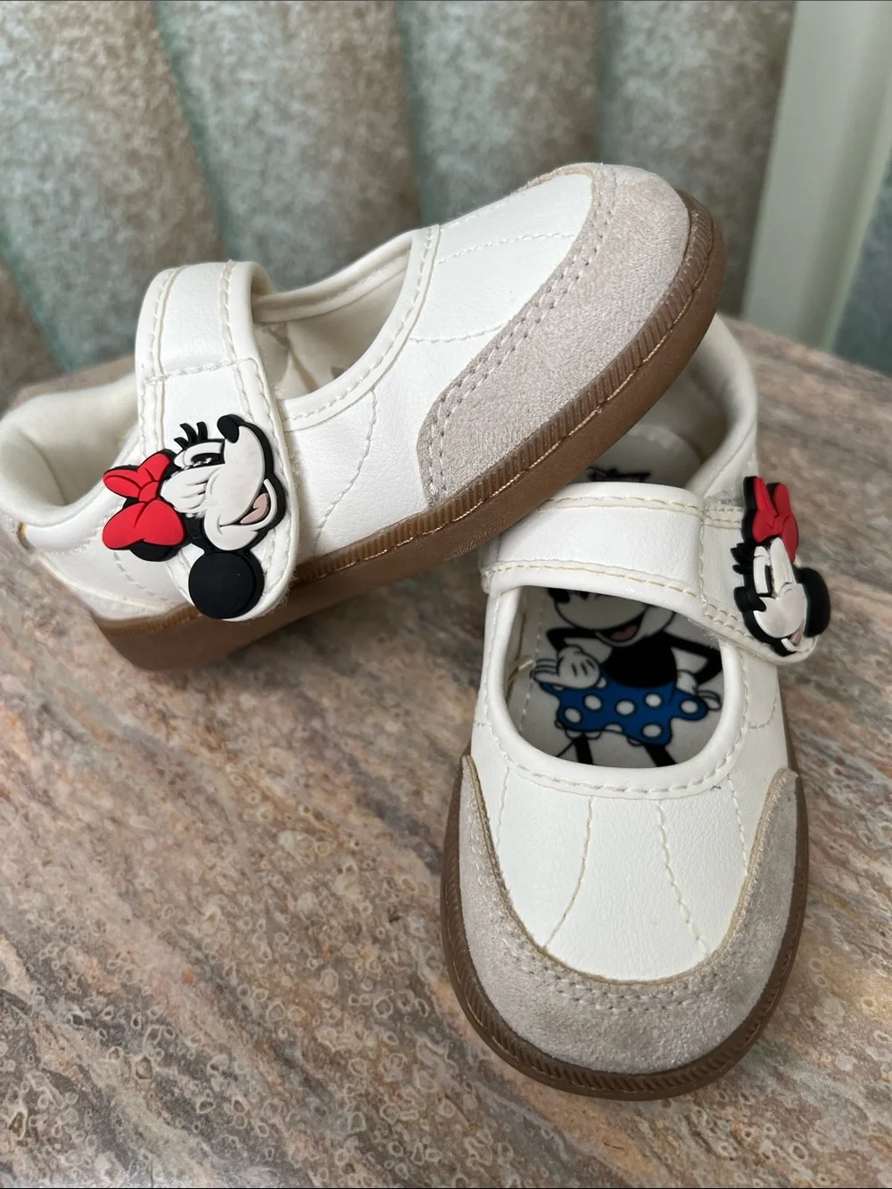 Zara White Minnie Mouse Mary Jane Walker Shoes US Baby 7 Euro 23